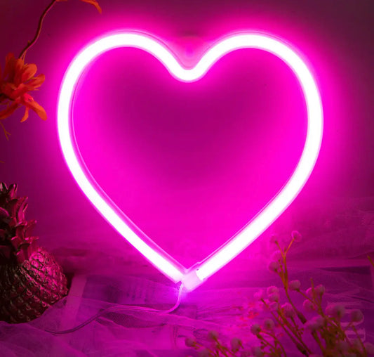 Pink heart neon sign