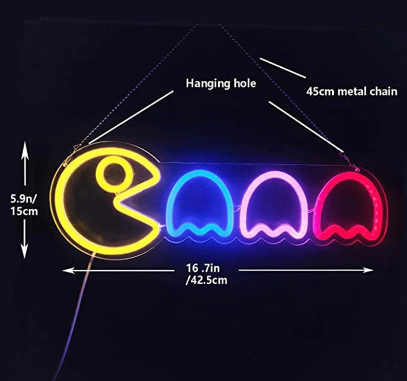 Pac-man neon sign